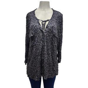 Democracy Womens Blouse Botton Down 3/4 Sleeve Pockets Size XXL
